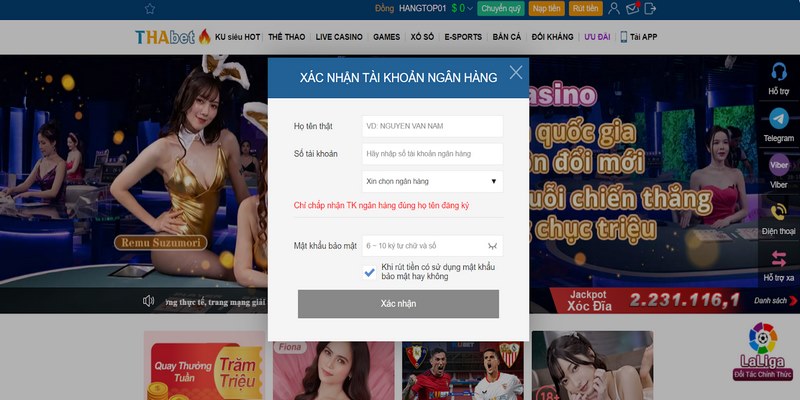 Rút tiền Thabet88 qua tài khoản ngân hàng vô cùng nhanh chóng